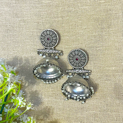 silver Jhumka earrings