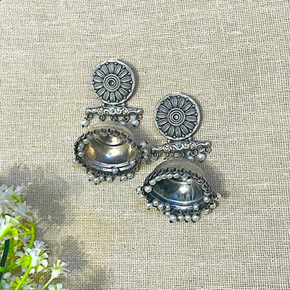 silver Jhumka earrings