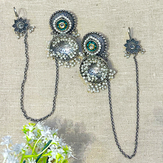 Earrings with Ear Chain 