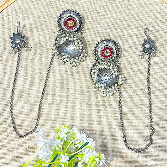 Earrings with Ear Chain 