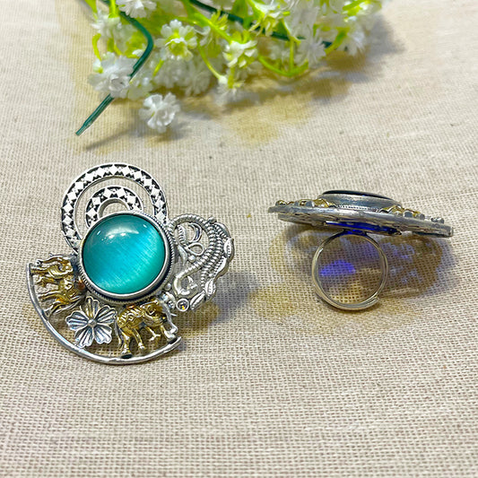 "Maple" Silver Look Alike Dual Tone Ring