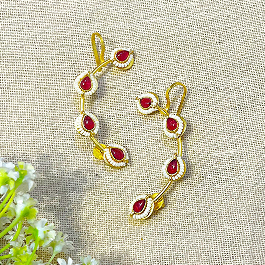 "Raang" Silver Look Alike Kundan Earcuffs