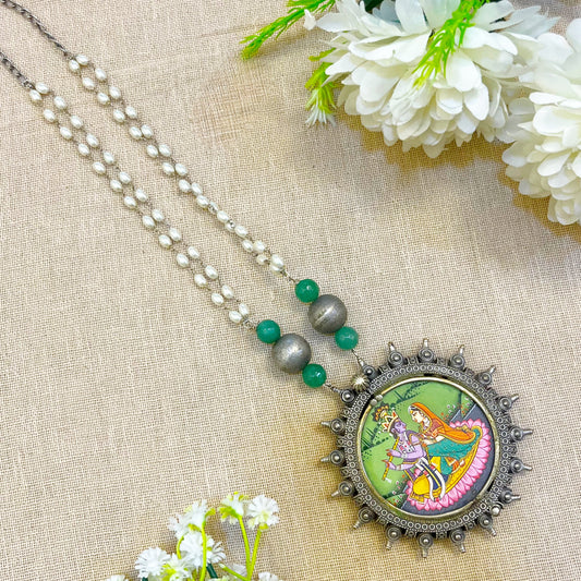 "Terra" Silver Look Alike Printed Necklace