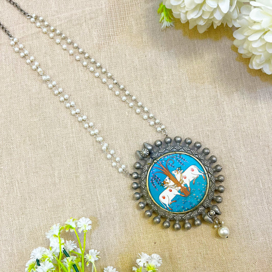"Terra" Silver Look Alike Printed Necklace