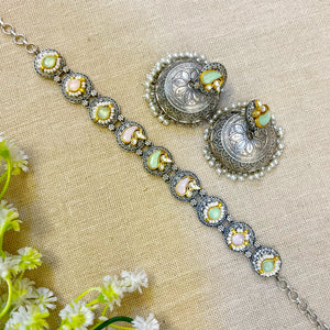 silver choker jewellery set