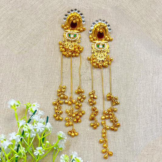 "Shalimar" Silver Look Alike Kashmiri Long Earrings