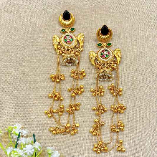 "Pashm" Silver Look Alike Kashmiri Long Earrings