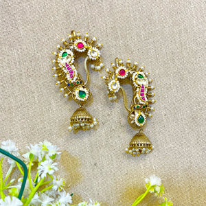 "Auric" Silver Look Alike Kundan Earcuffs