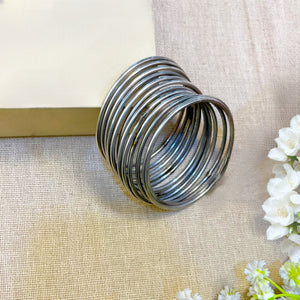 "Zeenat" Silver Look Alike Oxidized Bangles