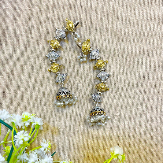 "Dastaan" Silver Look Alike Dual Tone Earcuffs