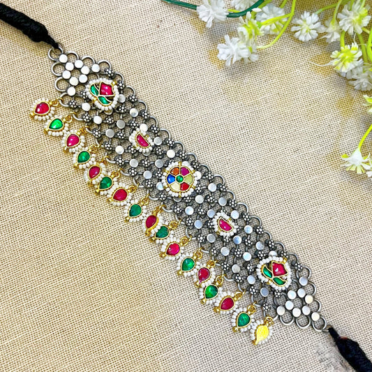 "Aurora" Silver Look Alike Kundan Choker