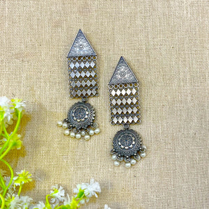 "Venom" Silver Look Alike Oxidized Earrings