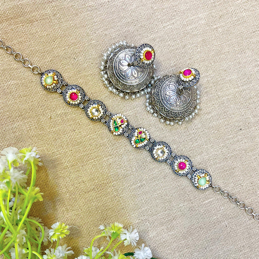 "Mono" Silver Look Alike Kundan Choker