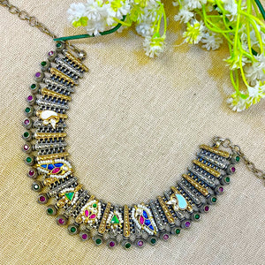 "Moonvine" Silver Look Alike Kundan Choker