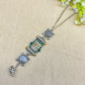 "Camellia" Silver Look Alike Oxidized  Necklace