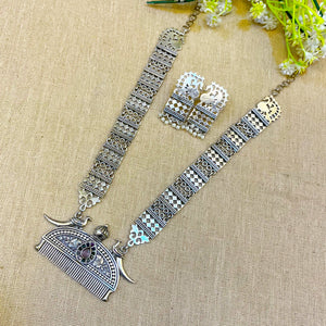 "Coal" Silver Look Alike Oxidized Necklace