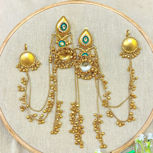 "Tulip" Silver Look Alike Kashmiri Layered Earrings