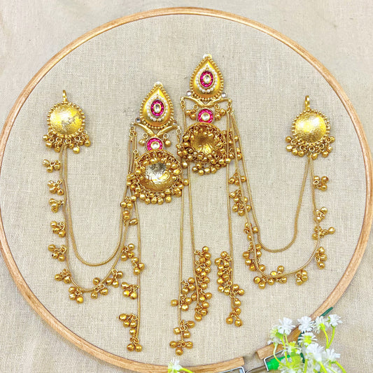 "Tulip" Silver Look Alike Kashmiri Layered Earrings