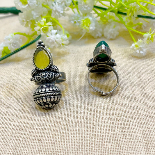 "Blaze" Silver Look Alike Oxidized Ring