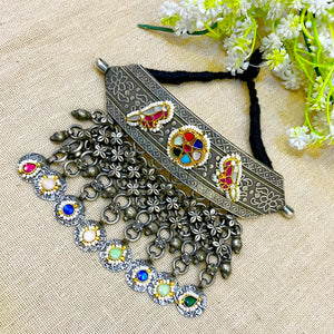 "Rusty" Silver Look Alike Kundan Choker