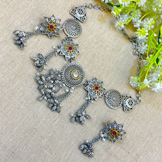 "Delta" Silver Look Alike Dual Tone Choker
